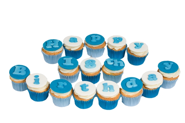 Classic Style Happy Birthday Cupcakes Blue 1