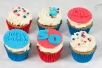 Personalised Red and Blue Boutique Birthday Cupcakes