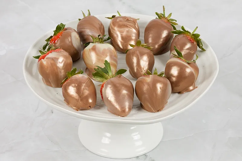 12  Bronze Shimmering Chocolate Dipped Strawberries