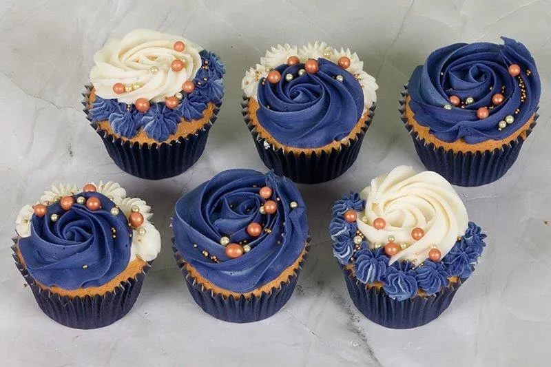 Personalised Navy and Copper Boutique Cupcakes