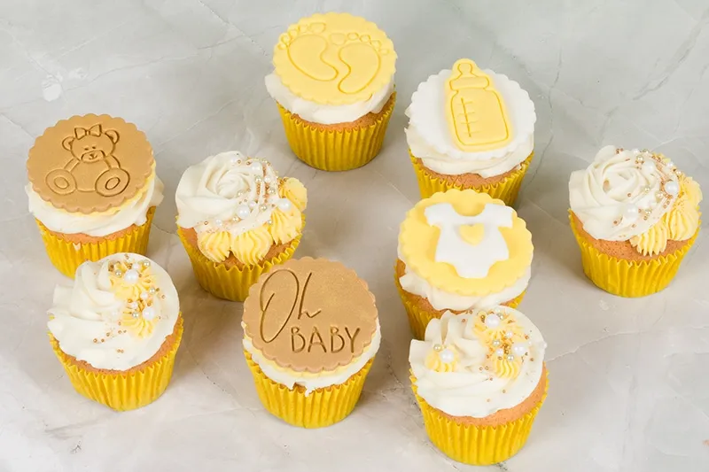 Boutique Baby Cupcakes Yellow and Gold