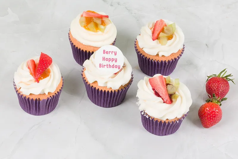 Berry Happy Birthday Cupcakes